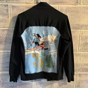 Neve Women's Black Skier Print Stretch Pockets Full Zip Hoodie Jacket Size XS